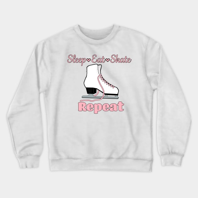 Eat-Sleep-Skate- Repeat Single Skate Design in Pink Crewneck Sweatshirt by PurposelyDesigned